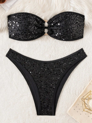 Bikini bandeau pailletté brillant brésilien - La Sequoia Rose - Bikini - image 1
