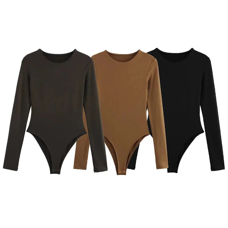 Body string manches longues col haut La Nocturne Brun foncé - Body - image 2