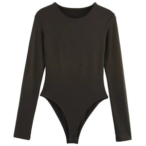 Body string manches longues col haut La Nocturne Brun foncé - Body - image 5