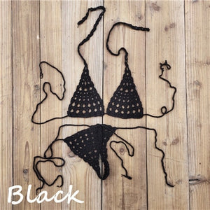Maillot de bain bohème 2 pièces string ficelle crochet tricoté Phi-Phi - GUAPPAA