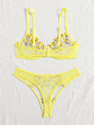 Ensemble soutien-gorge et string fleuris transparents Lila - GUAPPAA