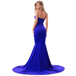 Robe longue fendue à traîne sans bretelles Illusion - GUAPPAA