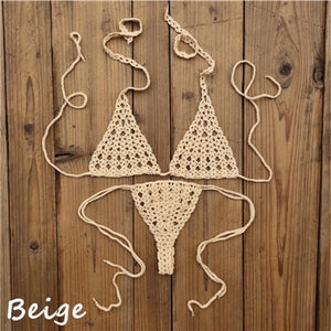 Maillot de bain bohème 2 pièces string ficelle crochet tricoté Phi-Phi - GUAPPAA