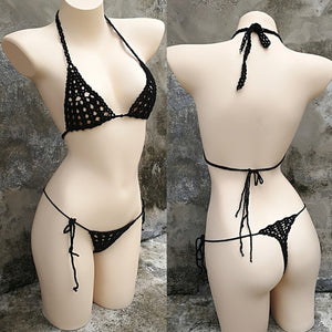 Maillot de bain bohème 2 pièces string ficelle crochet tricoté Phi-Phi - GUAPPAA