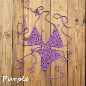 Maillot de bain bohème 2 pièces string ficelle crochet tricoté Phi-Phi - GUAPPAA