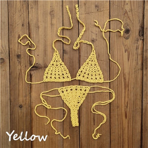 Maillot de bain bohème 2 pièces string ficelle crochet tricoté Phi-Phi - GUAPPAA