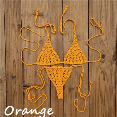 Maillot de bain bohème 2 pièces string ficelle crochet tricoté Phi-Phi - GUAPPAA