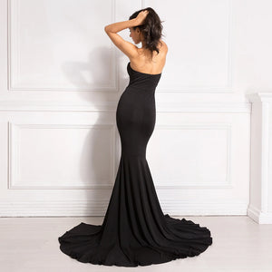 Robe longue fendue à traîne sans bretelles Illusion - GUAPPAA