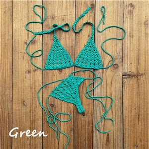Maillot de bain bohème 2 pièces string ficelle crochet tricoté Phi-Phi - GUAPPAA