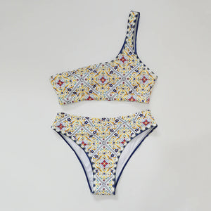 Maillot de bain une bretelle deux pièces push-up taille haute Marrakech - GUAPPAA