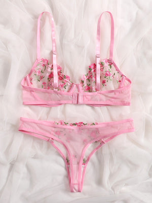 Ensemble soutien-gorge et string fleuris transparents Lila - GUAPPAA
