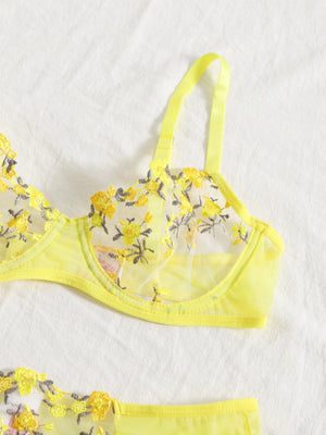 Ensemble soutien-gorge et string fleuris transparents Lila - GUAPPAA