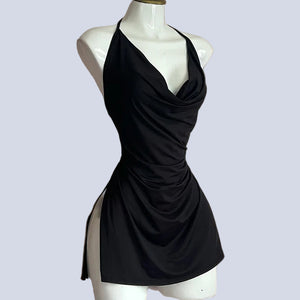 Micro robe sexy fendue très courte rouge noir La soirée - GUAPPAA