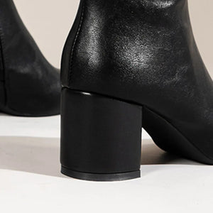 Bottines à talons femme vernies zippées à talon large bout rond pointu St-Eléonore - GUAPPAA