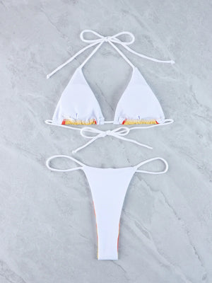 Imprimé flamme blanche du micro bikini Alicante