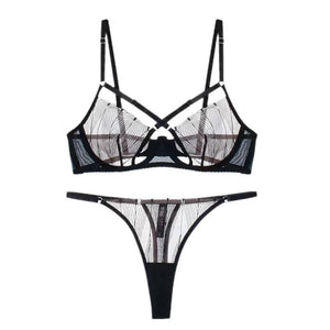 Ensemble lingerie luxe sexy transparente noire Mirza - GUAPPAA