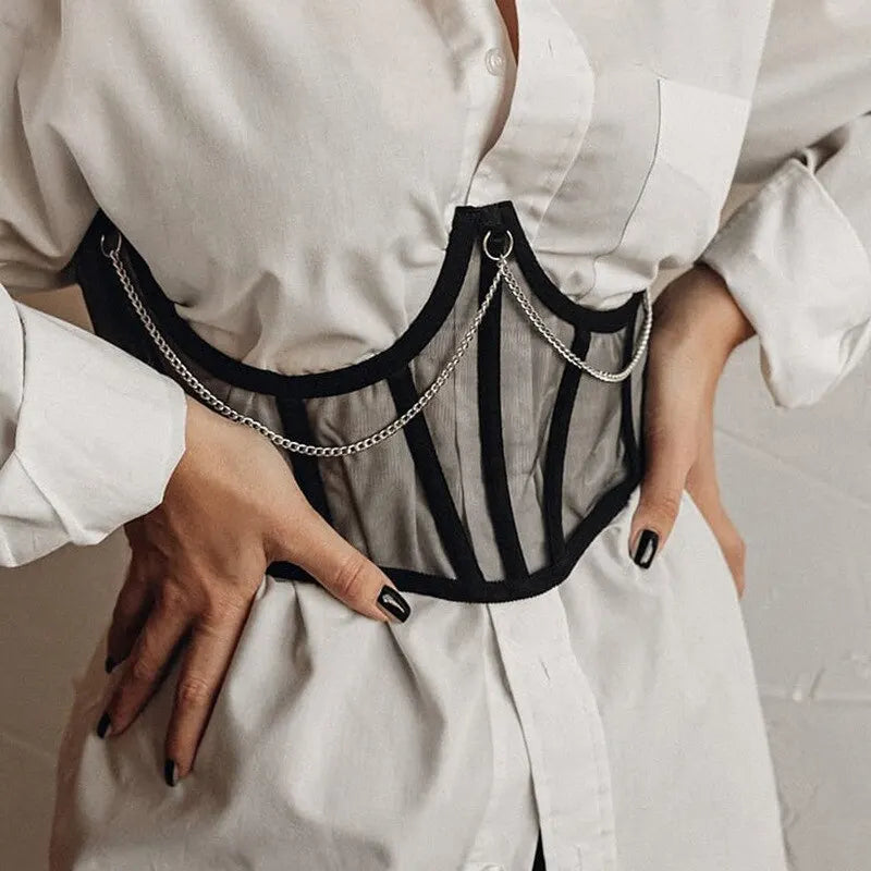 Corset transparent seins nus avec chaînette L'attache – GUAPPAA
