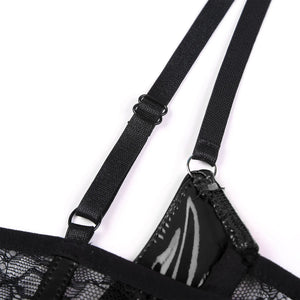 Soutien-gorge balconnet en cuir simili et dentelle Exécution - GUAPPAA