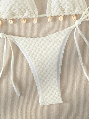 Bikini string ficelle tanga triangle push-up blanc noir Coquillage - GUAPPAA