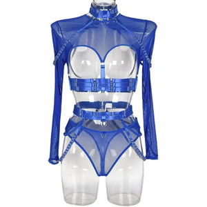 Ensemble lingerie gothique sexy quatre pièces seins nus Clair de lune - GUAPPAA