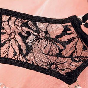 Lingerie dentelle transparente sexy ensemble cinq pièces avec porte-jarretelles et jarretières Saint-Sauveur - GUAPPAA