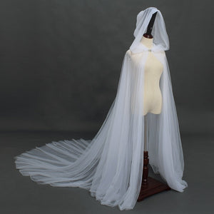 Cape transparente à longue traîne avec capuche lingerie gothique sexy Nuit noire - GUAPPAA