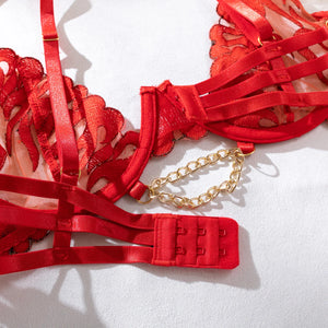 Ensemble de lingerie rouge sexy trois pièces La Flamme - GUAPPAA