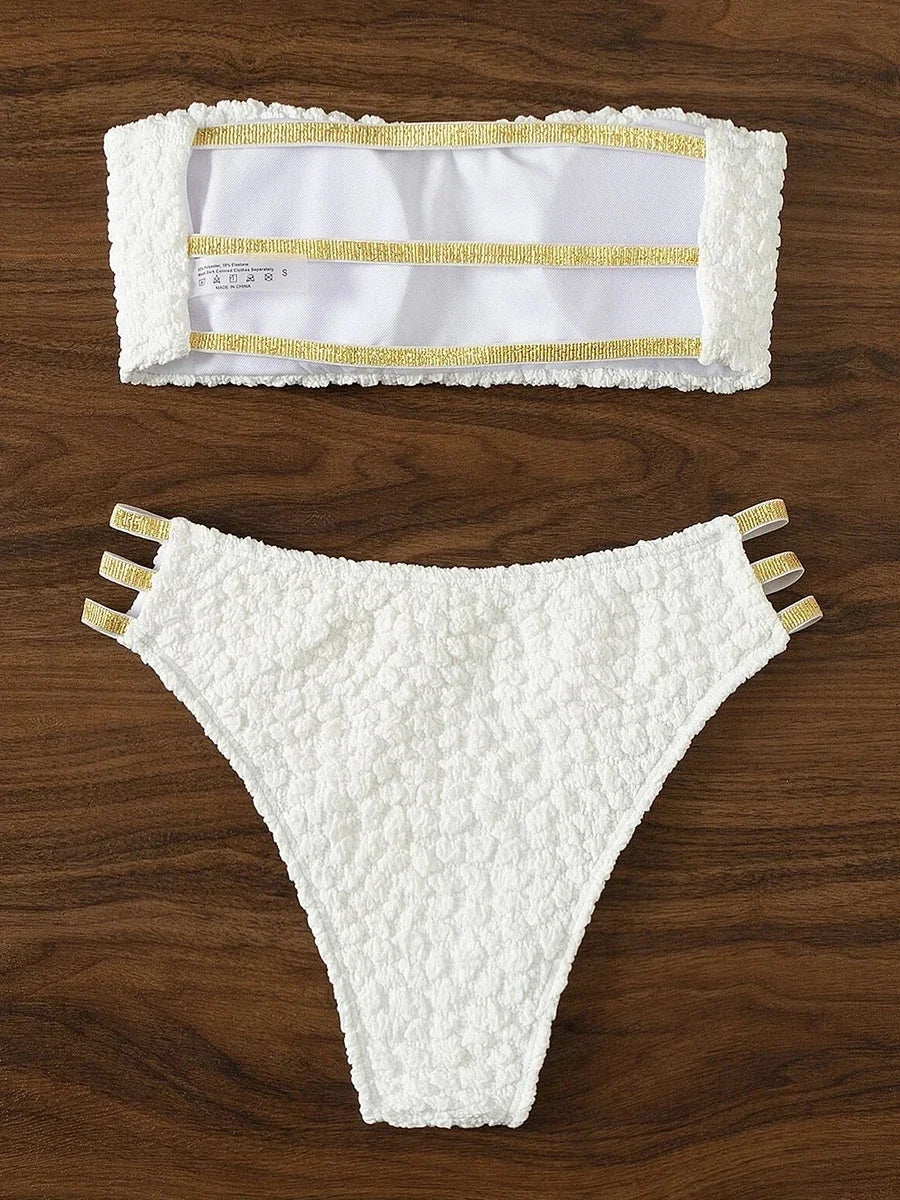 Maillot de bain 2 pièces bandeau push-up blanc Tribord - GUAPPAA