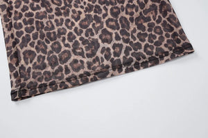 Robe sexy longue spaghetti léopard transparente manches longues Faune - GUAPPAA