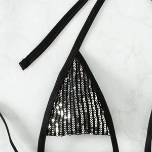 Bikini string ficelle à sequins brillant bonnet ouvert Isla - GUAPPAA