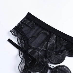 Dessous sexy en dentelle motif coeur ensemble trois pièces Supplice - GUAPPAA