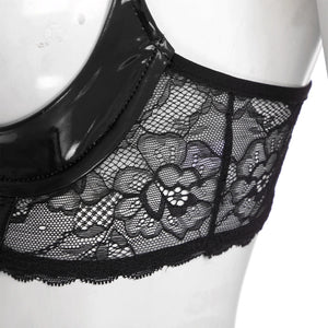 Soutien-gorge balconnet en cuir simili et dentelle Exécution - GUAPPAA