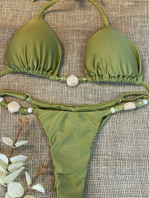 Bikini brillant perlé Palma taille haute femme