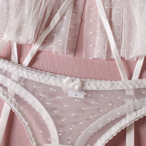 Ensemble de lingerie transparent à pois blanc ou noir trois pièces Évanouie - GUAPPAA