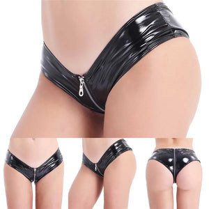 Vue arrière du mini short lingerie La Nuit Zippée