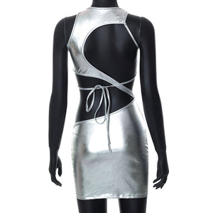 Micro robe métallique ou dorée asymétrique de soirée Clubwear Sopa - GUAPPAA
