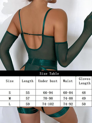 Lingerie body string femme transparent avec porte-jarretelles et jarretières Extasia - GUAPPAA
