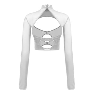 Haut court à manches longues transparentes rave soirée tek bustier caraco noir Hammer - GUAPPAA