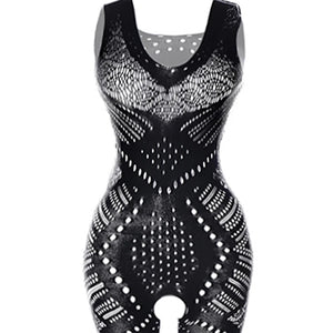 Présentation générale du bodystocking résille ajourée La Maille Secrète