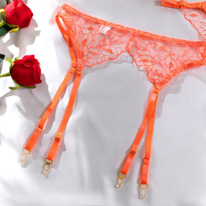 Lingerie dentelle sexy transparente cinq pièces avec porte-jarretelles Perception - GUAPPAA