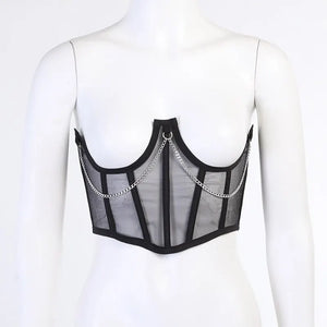 Corset transparent seins nus avec chaînette L'attache - GUAPPAA