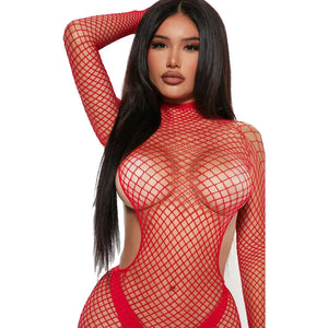 Mini robe lingerie résille sexy transparente manches longues ouverte Sunny day - GUAPPAA