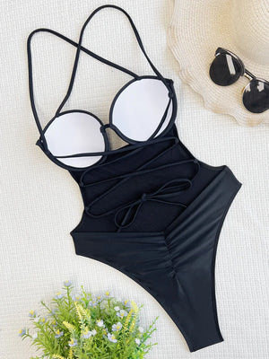 Maillot de bain une pièce échancré dos nu décolleté ouvert Ceuta - GUAPPAA