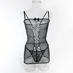 Robe lingerie sexy transparente avec string Voilage - GUAPPAA