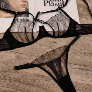 Ensemble lingerie luxe sexy transparente noire Mirza - GUAPPAA