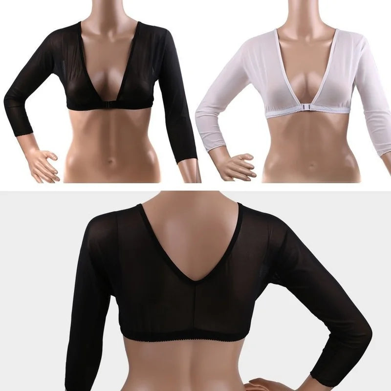 Crop-top transparent grand décolleté à manches longues - GUAPPAA
