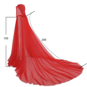 Cape transparente à longue traîne avec capuche lingerie gothique sexy Nuit noire - GUAPPAA