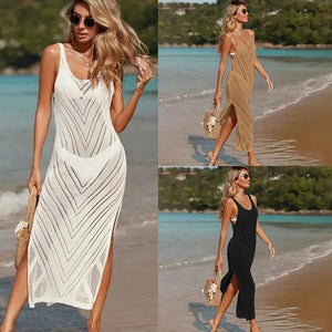Robe de plage ajourée mi-longue La Maille Solaire