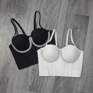 Bustier à strass chic noir blanc Luxia - GUAPPAA