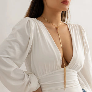 Collier femme doré multi brins noué tombant Illias - GUAPPAA